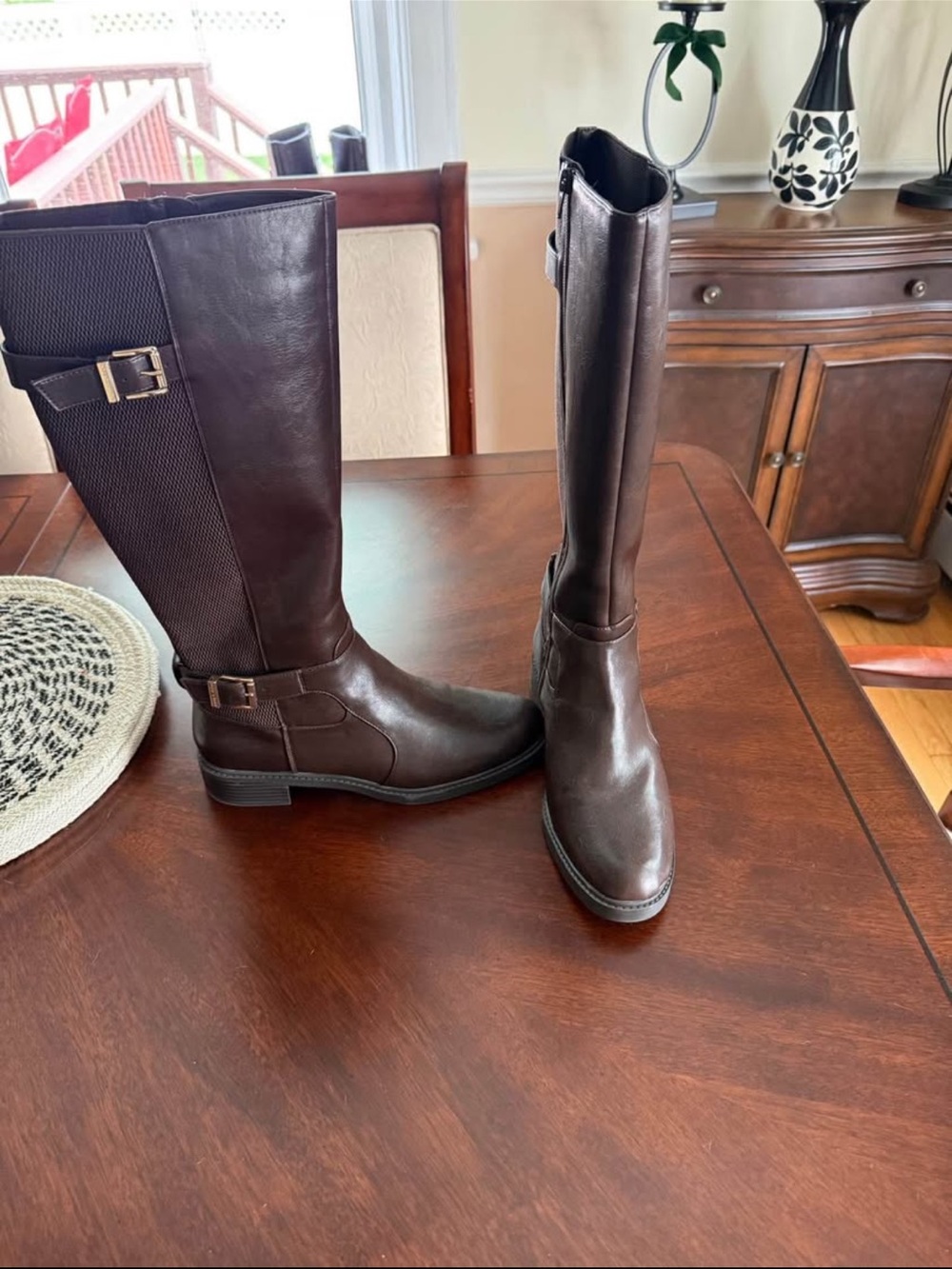 Kelly & Katie Dark Brown Knee-High Riding Boots with Buckle